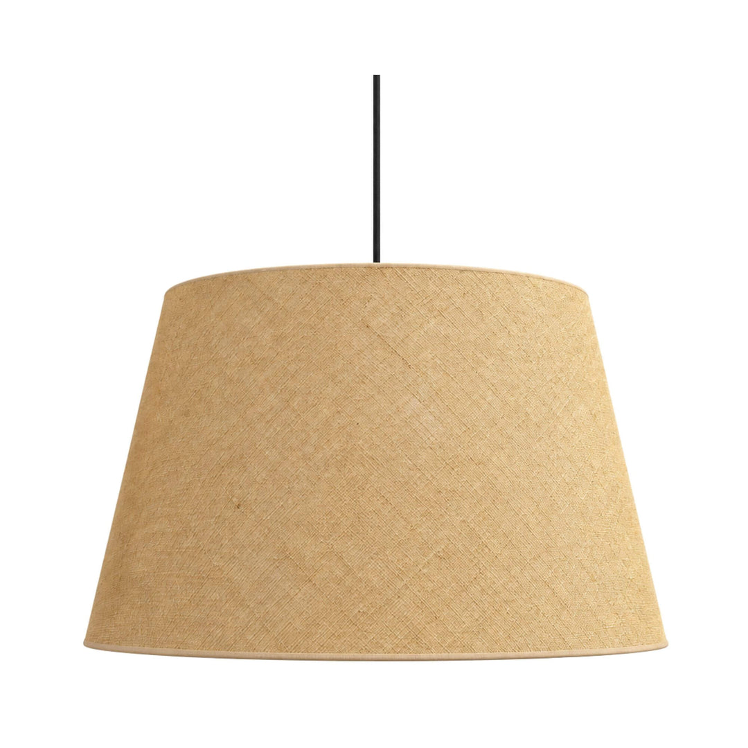 Front view of the Jute Lampshade with a large tapered silhouette and natural beige woven texture