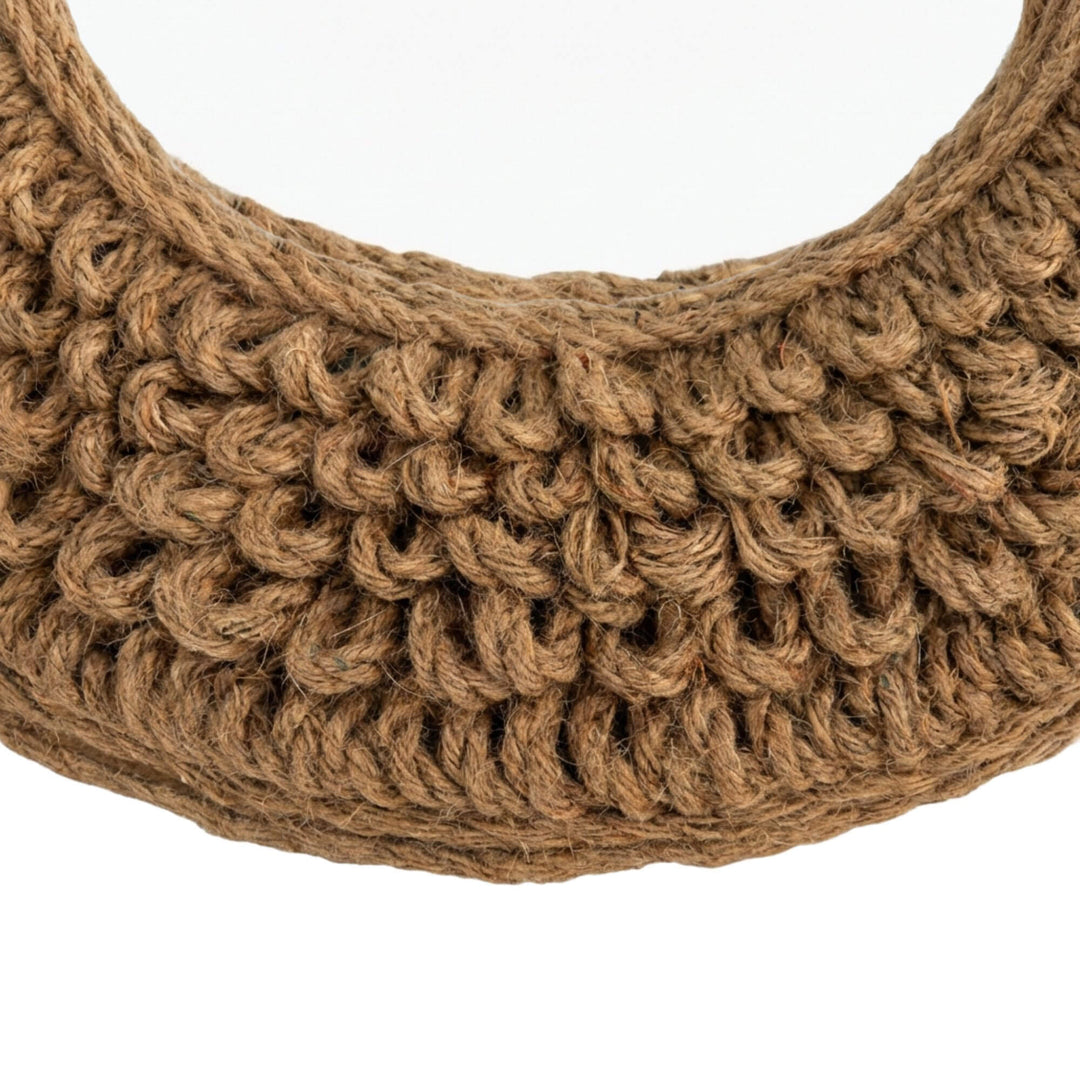 Close-up detail of the jute weave highlighting the rich texture and natural fiber pattern.
