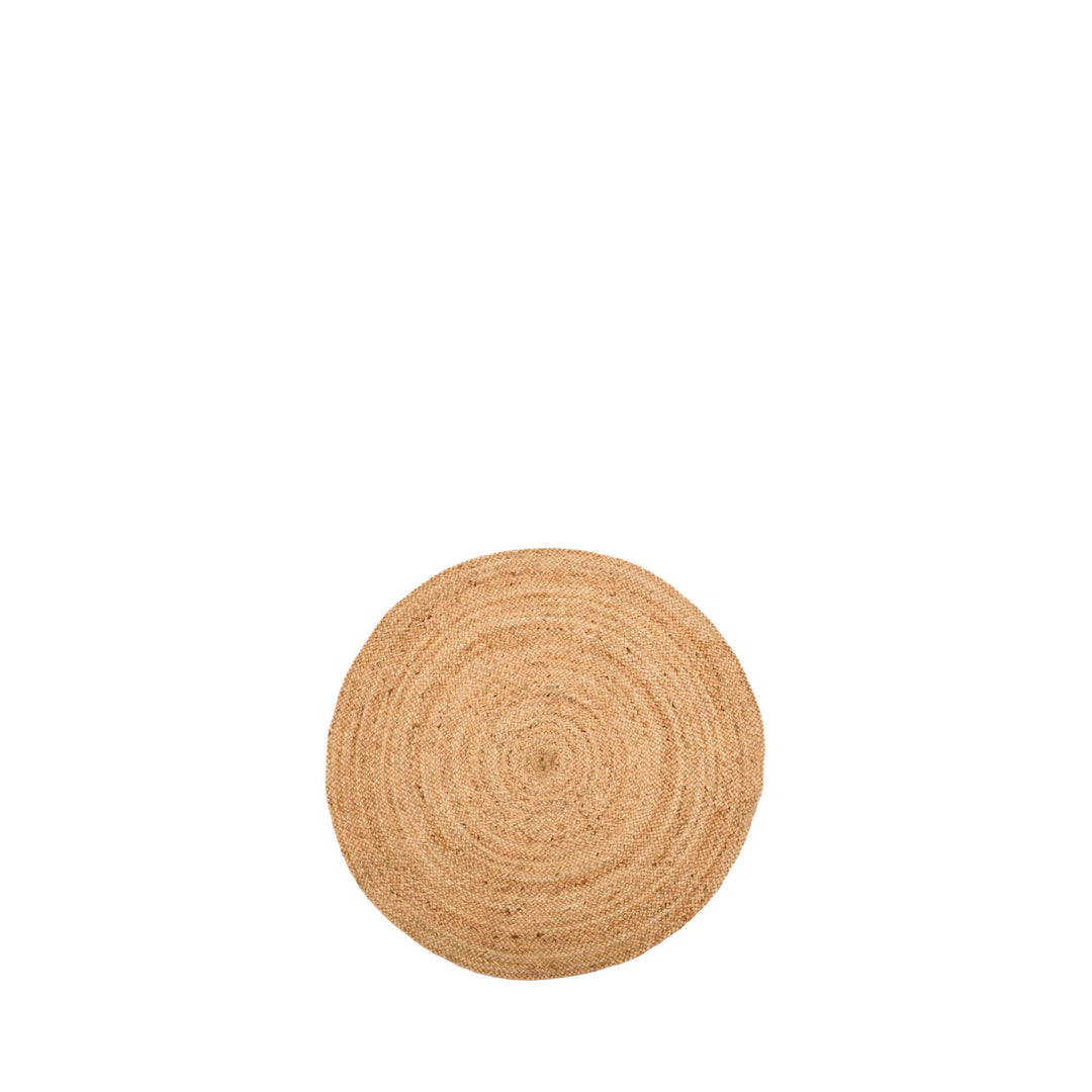 Medium round jute rug shown on a white background