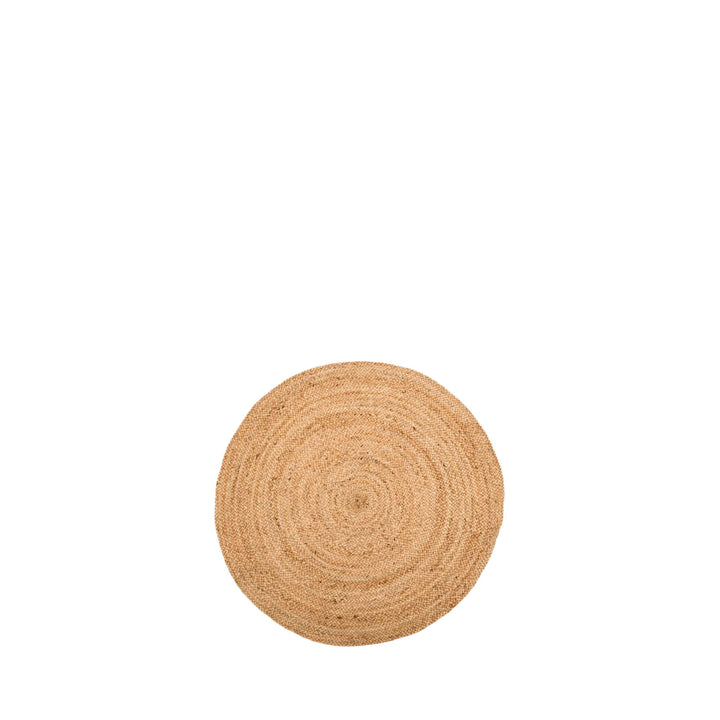 Medium round jute rug shown on a white background