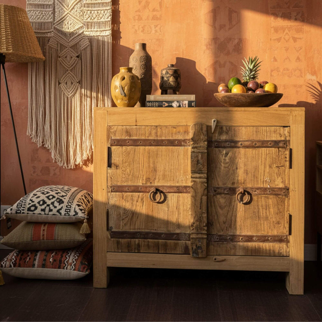 Warm interior setting with the Kalap Buffet used as an accent piece.