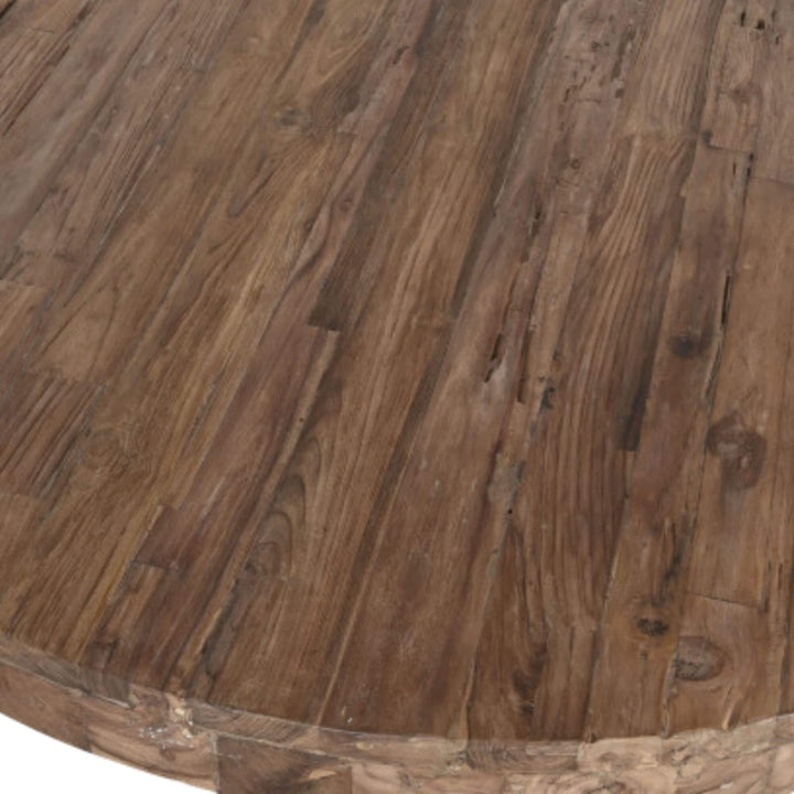 Top view showing the natural grain and texture of reclaimed teak.