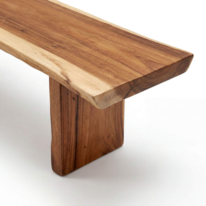 Close-up of the natural wood grain and live edge detail.