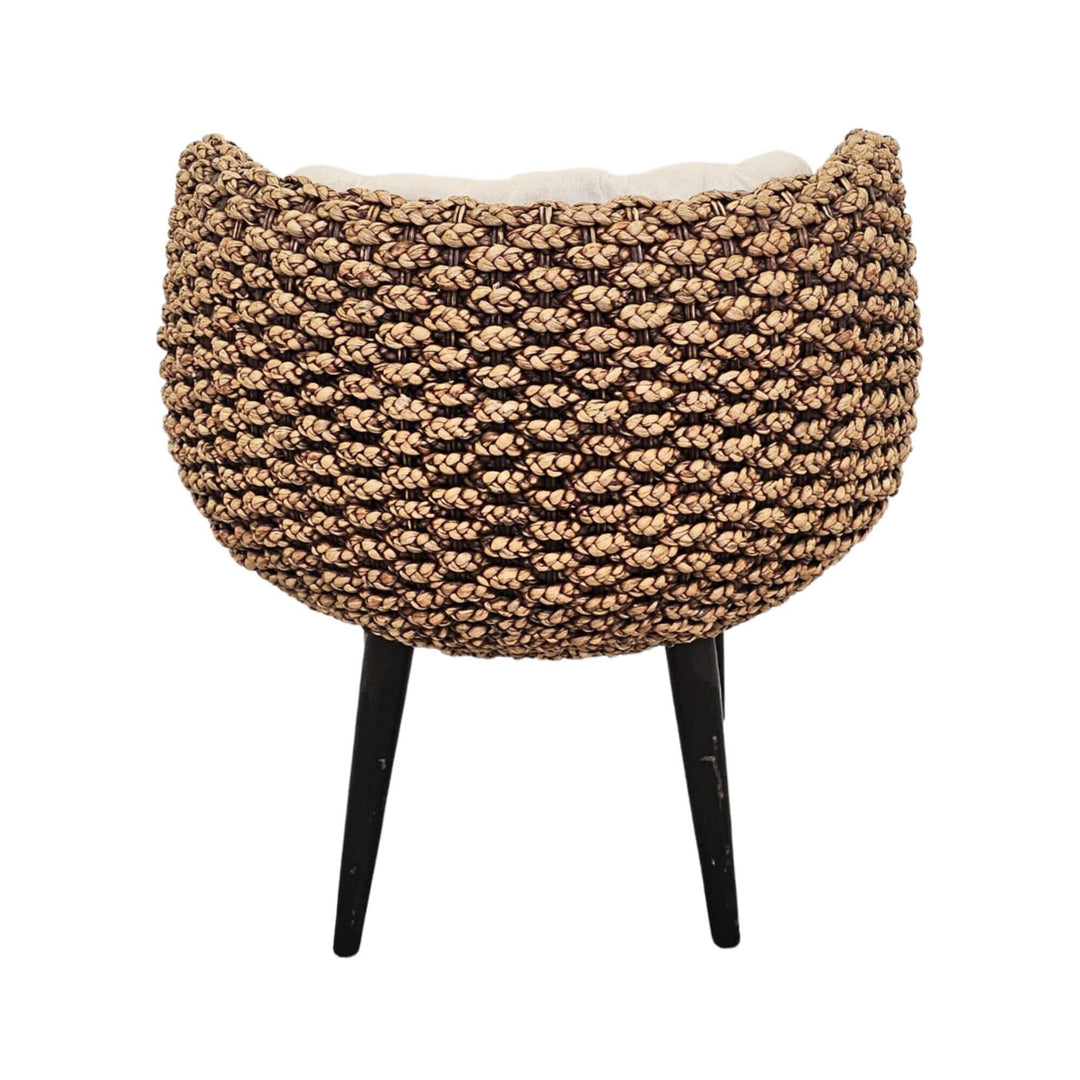 Back view of rattan dining chair