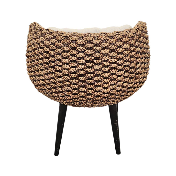 Back view of rattan dining chair
