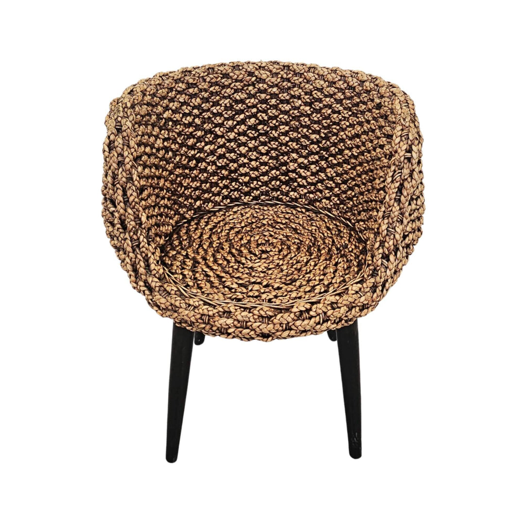 Top view of woven rattan chair seat