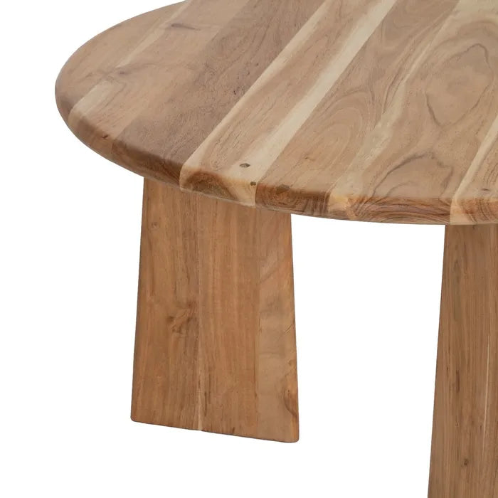 Detail view of Kenari Round Coffee Table edge showing smooth rounded finish.