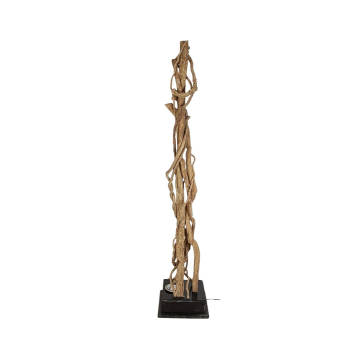 Kitibati floor lamp made of natural wood vines on black base.