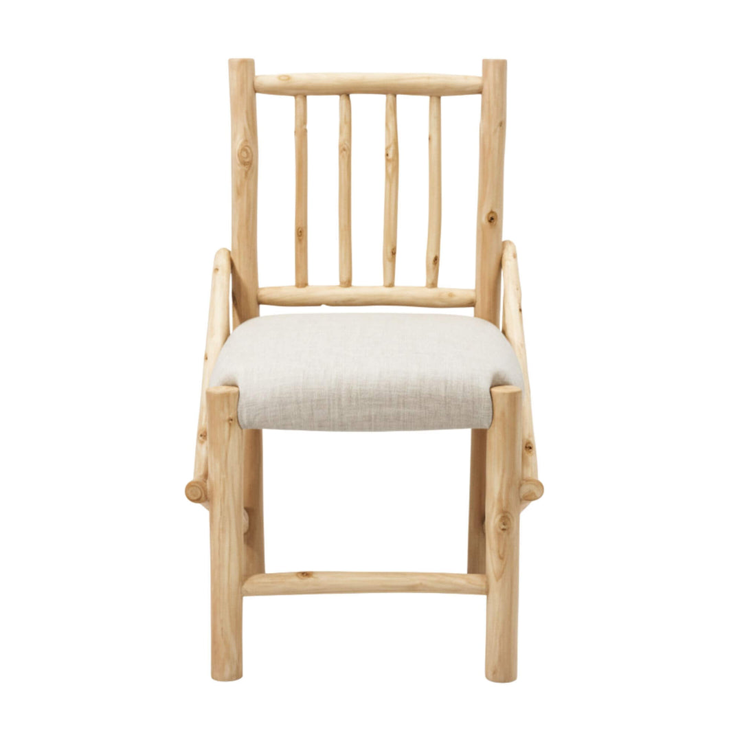 Front view of Kobe teak branch dining chair in white background
