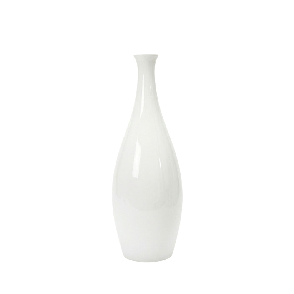 Front view of the Lac wooden vase with a smooth white-toned finish.