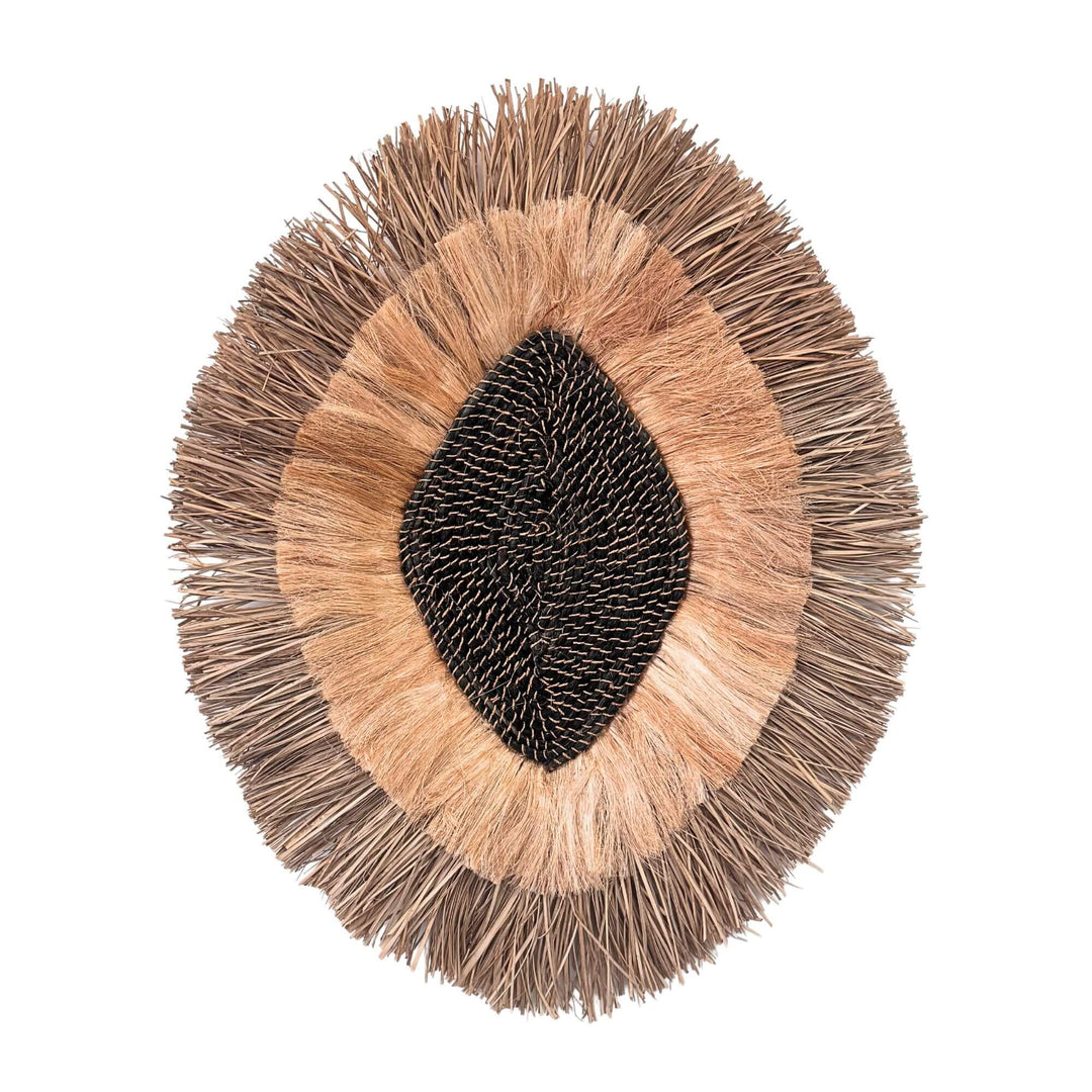 Laras Wall Deco in natural and black made from abaca and natural fibers.