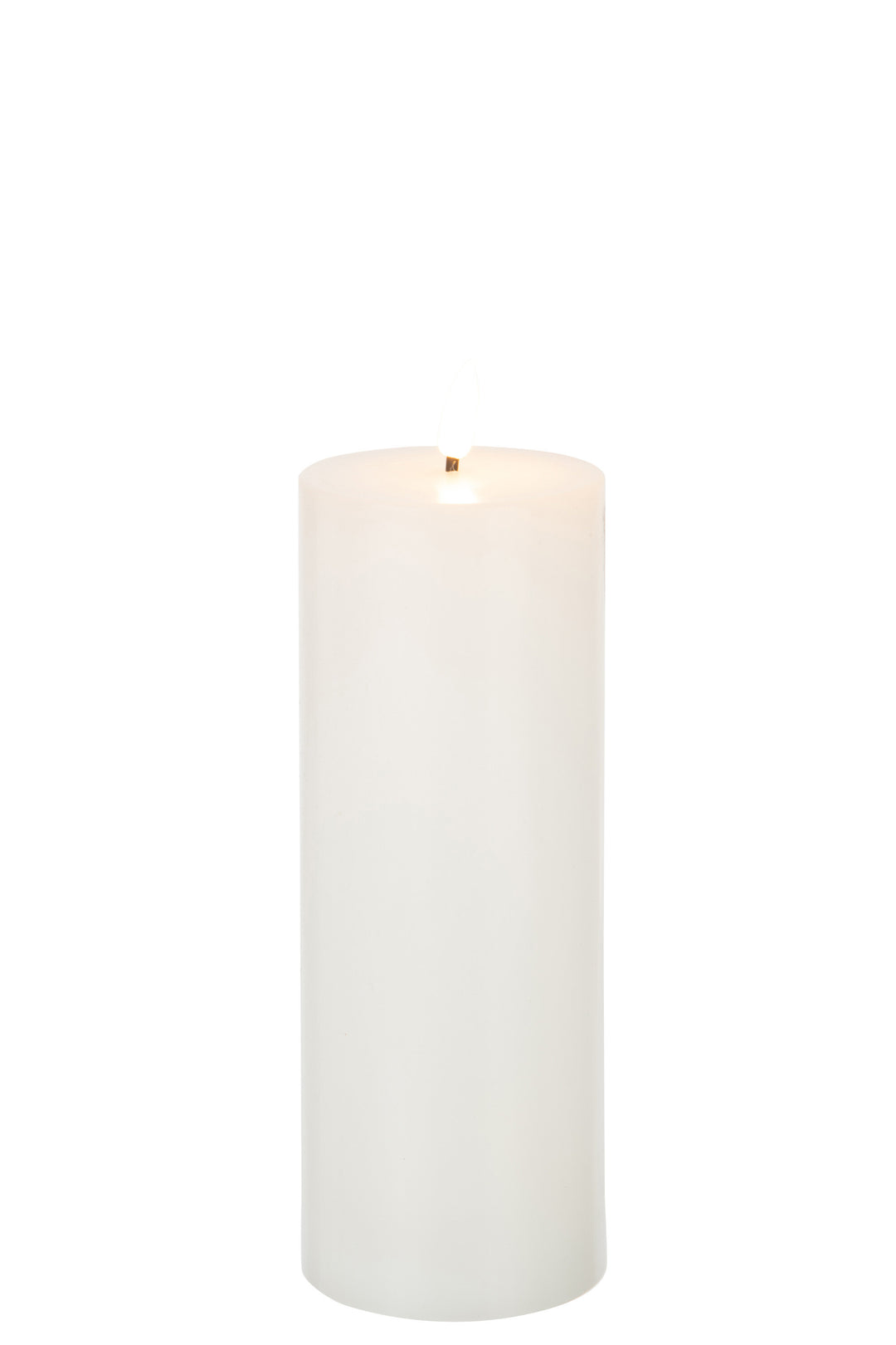 Lit Large Led Candle White on white background