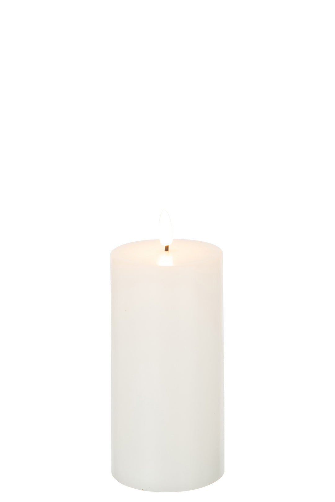 Lit Medium Led Candle White on white background