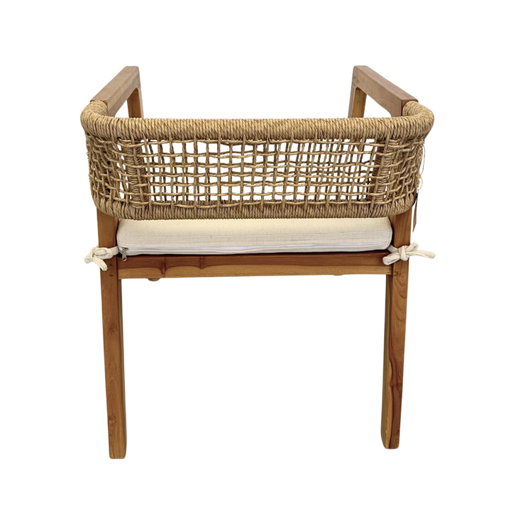 Leira Dining Chair rear view showing handwoven rattan backrest.