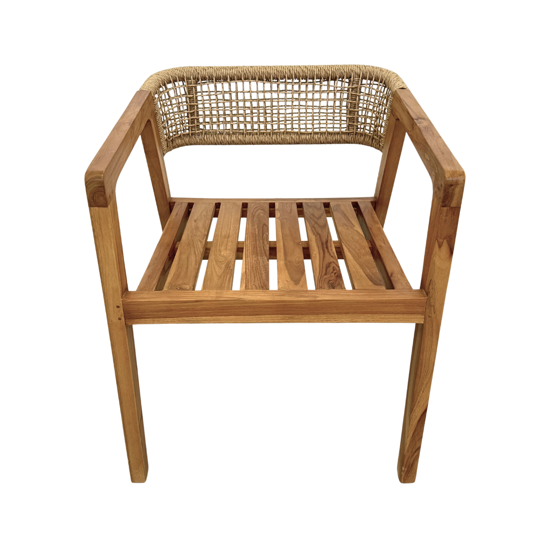 Leira Dining Chair bottom view showing teak frame construction.