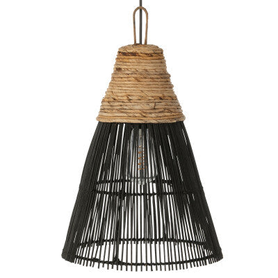 Liba Lamp Black conical rattan ceiling light design