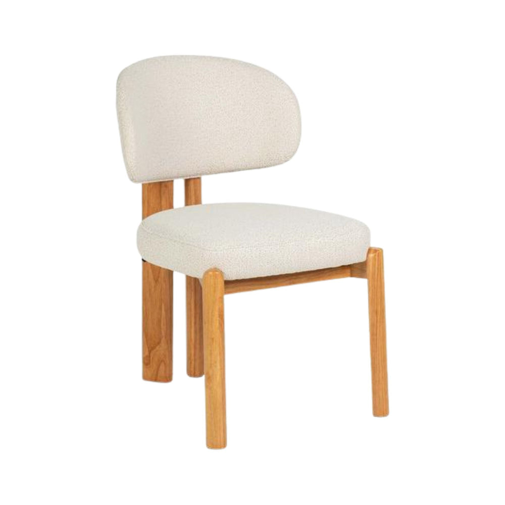 Lina Dining Chair with white cushioned seat and backrest on a white background