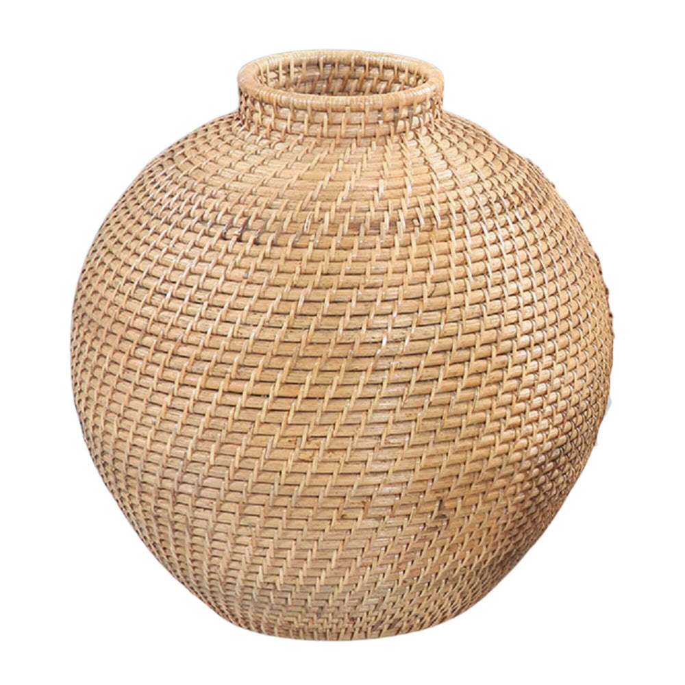 Large Lombok rattan basket with rounded jar shape