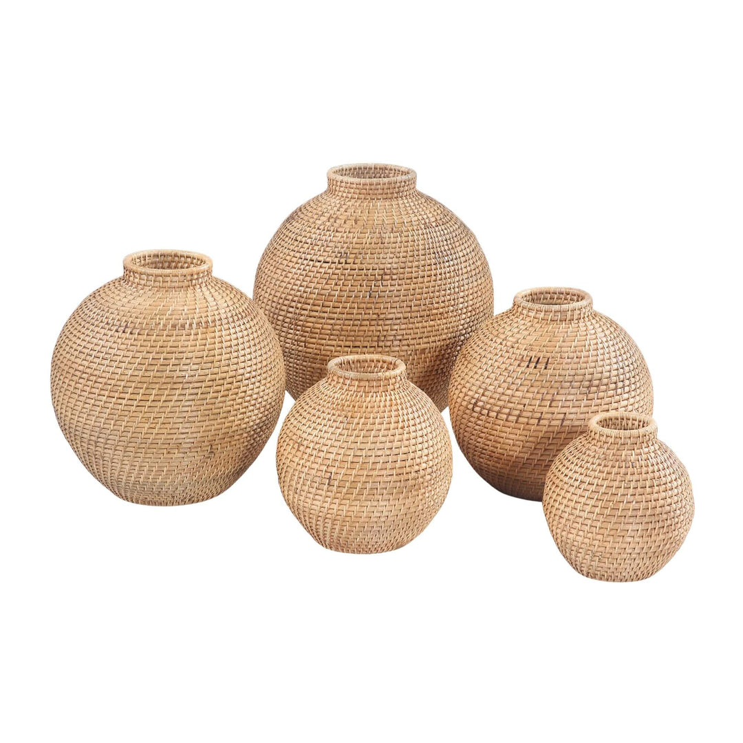 Set of Lombok natural rattan baskets in S, M, L and XL