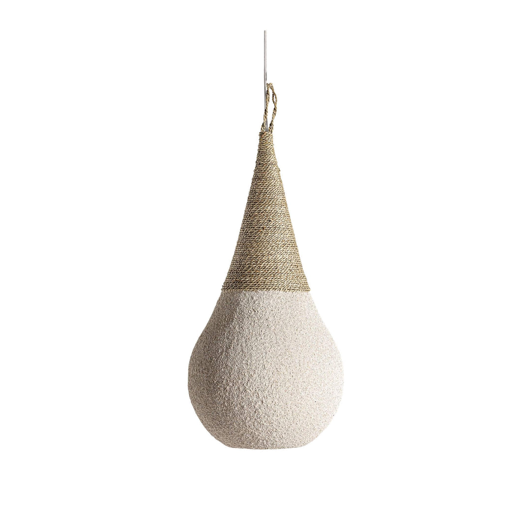 Textured hanging Lua ceiling lamp with two-tone design on a white background
