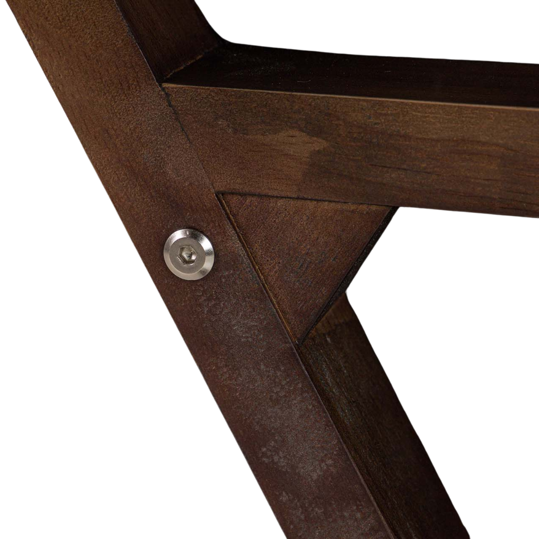 Close-up of screw and joinery detail on Lina dining chair