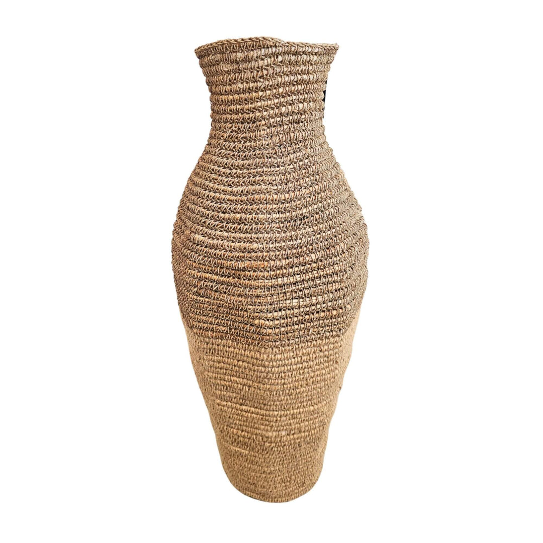 Tall Macarelleta basket in natural jute and raffia