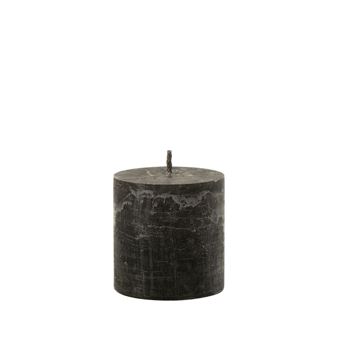 Extra Small Mahe Black Outdoor Candle standing alone in paraffin finish.