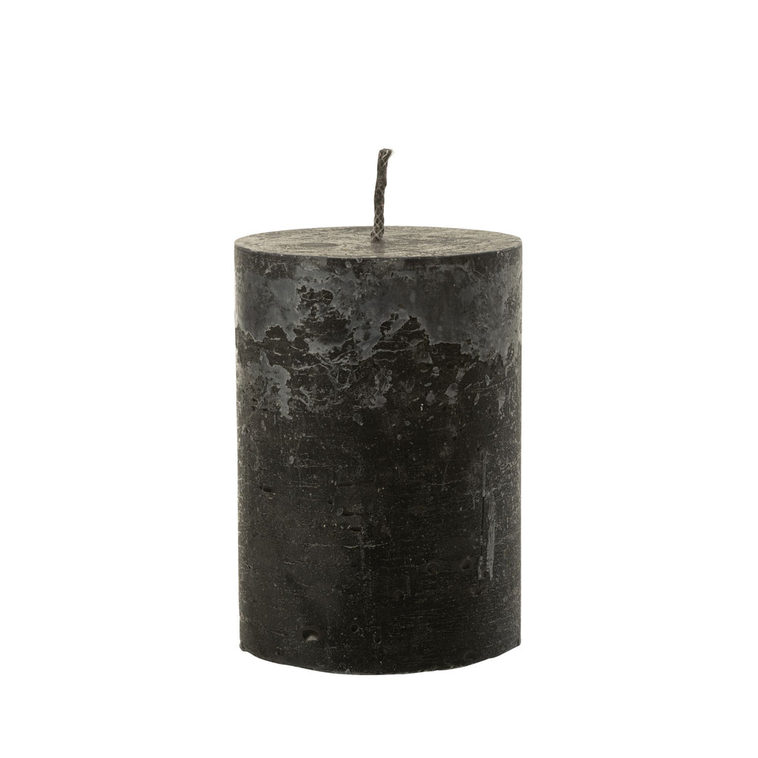 Small Mahe Black Outdoor Candle standing alone in paraffin finish.