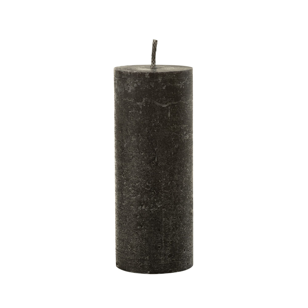 Medium Mahe Black Outdoor Candle standing alone in paraffin finish.