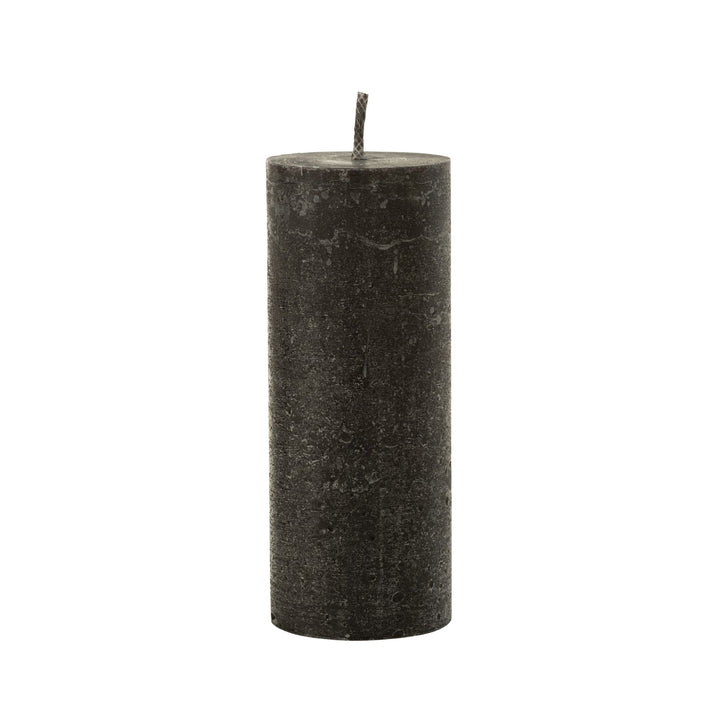 Medium Mahe Black Outdoor Candle standing alone in paraffin finish.