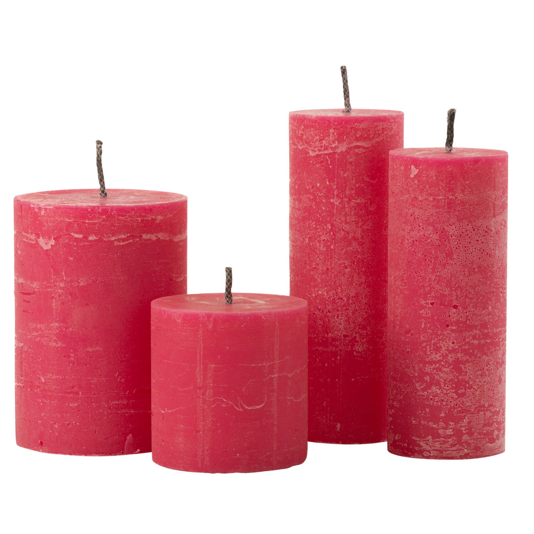 Group of Mahe pink Outdoor Candles in assorted sizes made of paraffin.