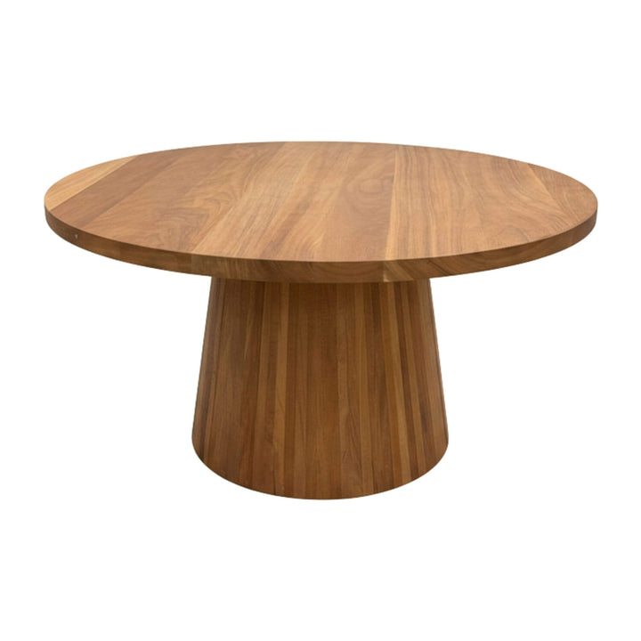 Front view of the Maldives round dining table with conical pedestal base.