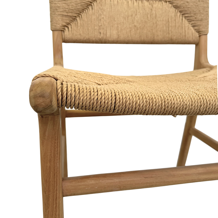 Detail of front rail and leg joinery on teak dining chair