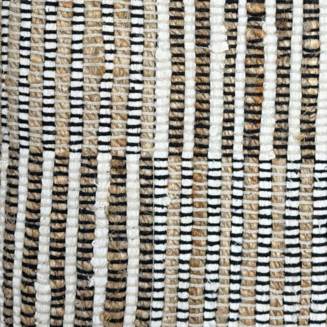 Close-up detail of the woven jute and cotton seat texture.
