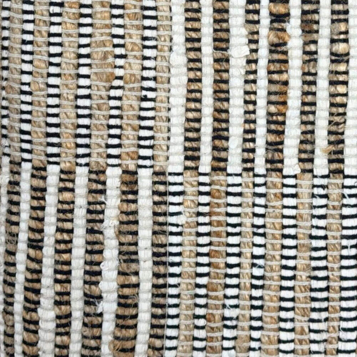 Close-up detail of the woven jute and cotton seat texture.