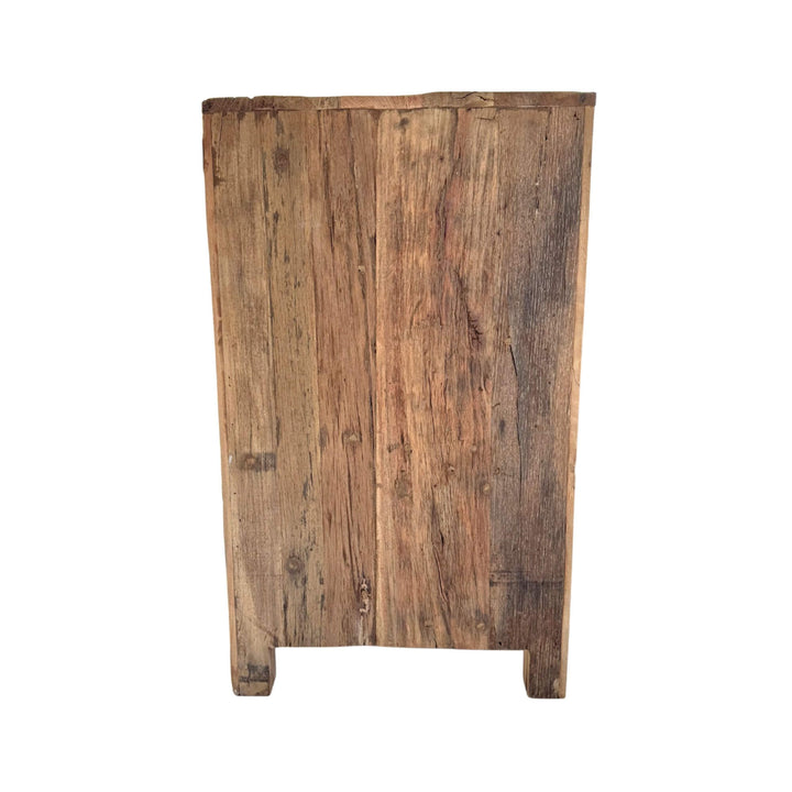 Side view of handmade reclaimed wood buffet for dining room
