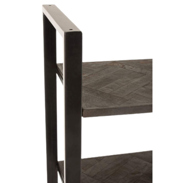 Close-up of mango wood shelf with natural grain detail.