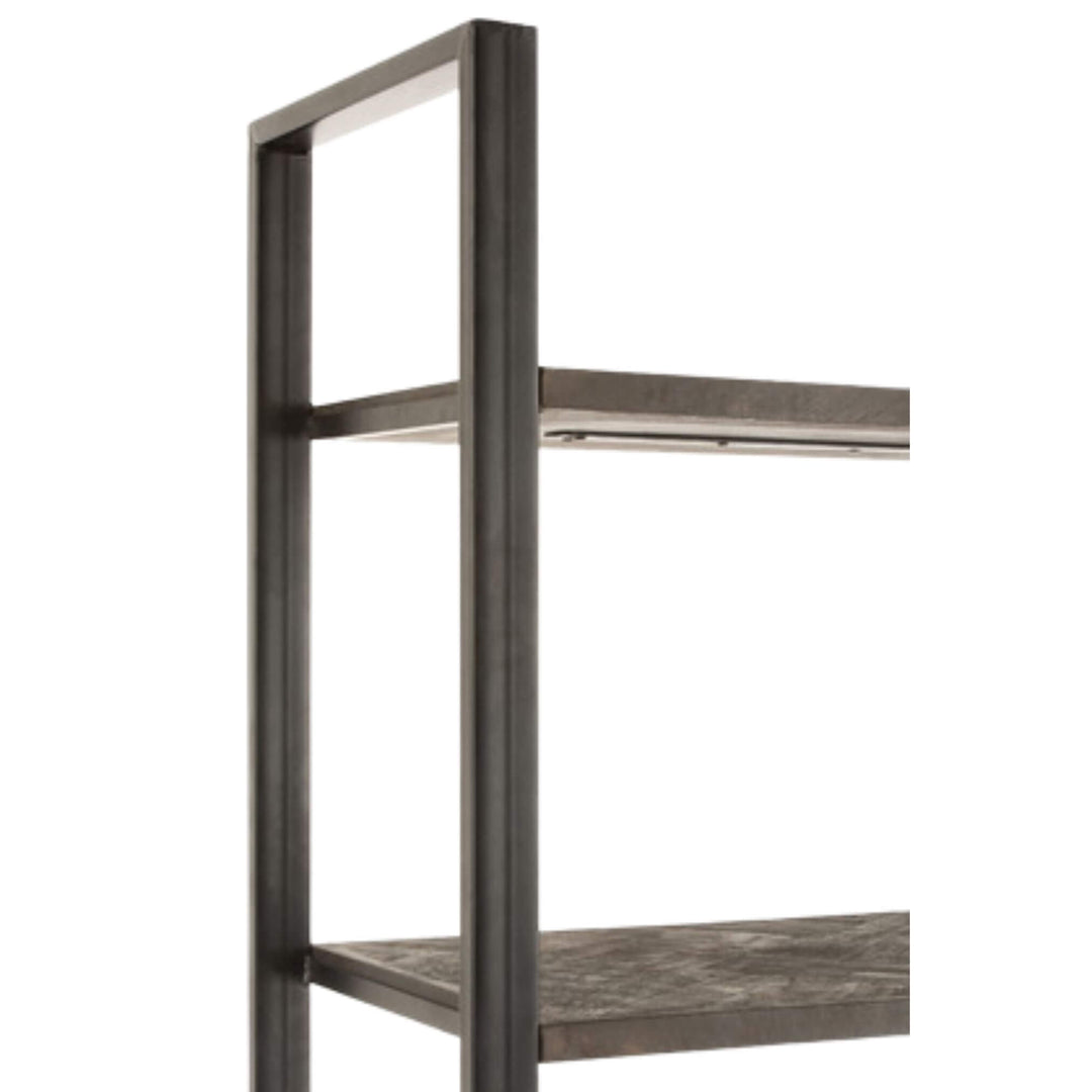 Close-up of mango wood shelf with natural grain detail.