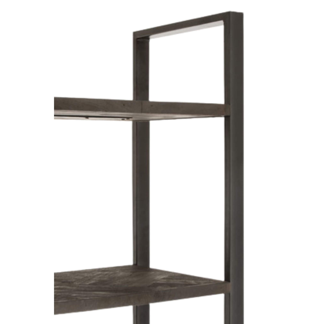 Close-up of mango wood shelf with natural grain detail.