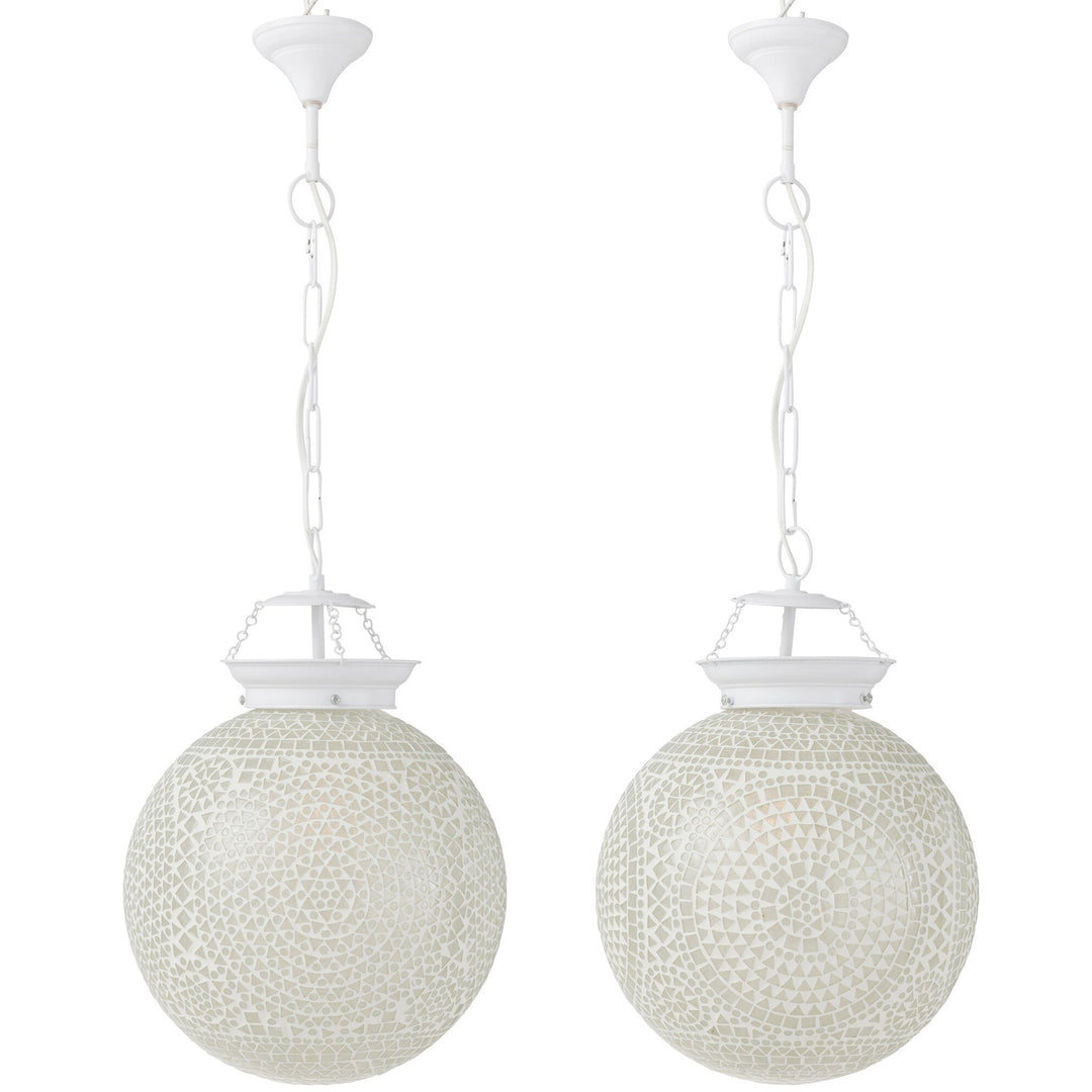 Large Marrakesh Lamp White with iron frame and white crystal globe, 35×53×85 cm.