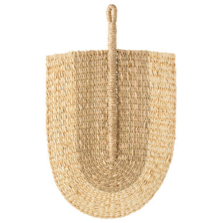 Plain natural Mar Ban fan handwoven from light straw fibers.