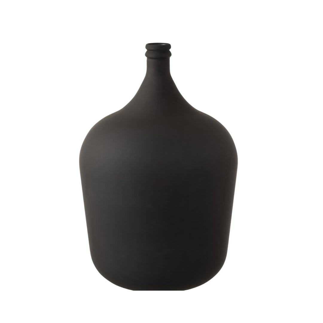 Front view of the Mate Square Black Vase with matte black glass finish.