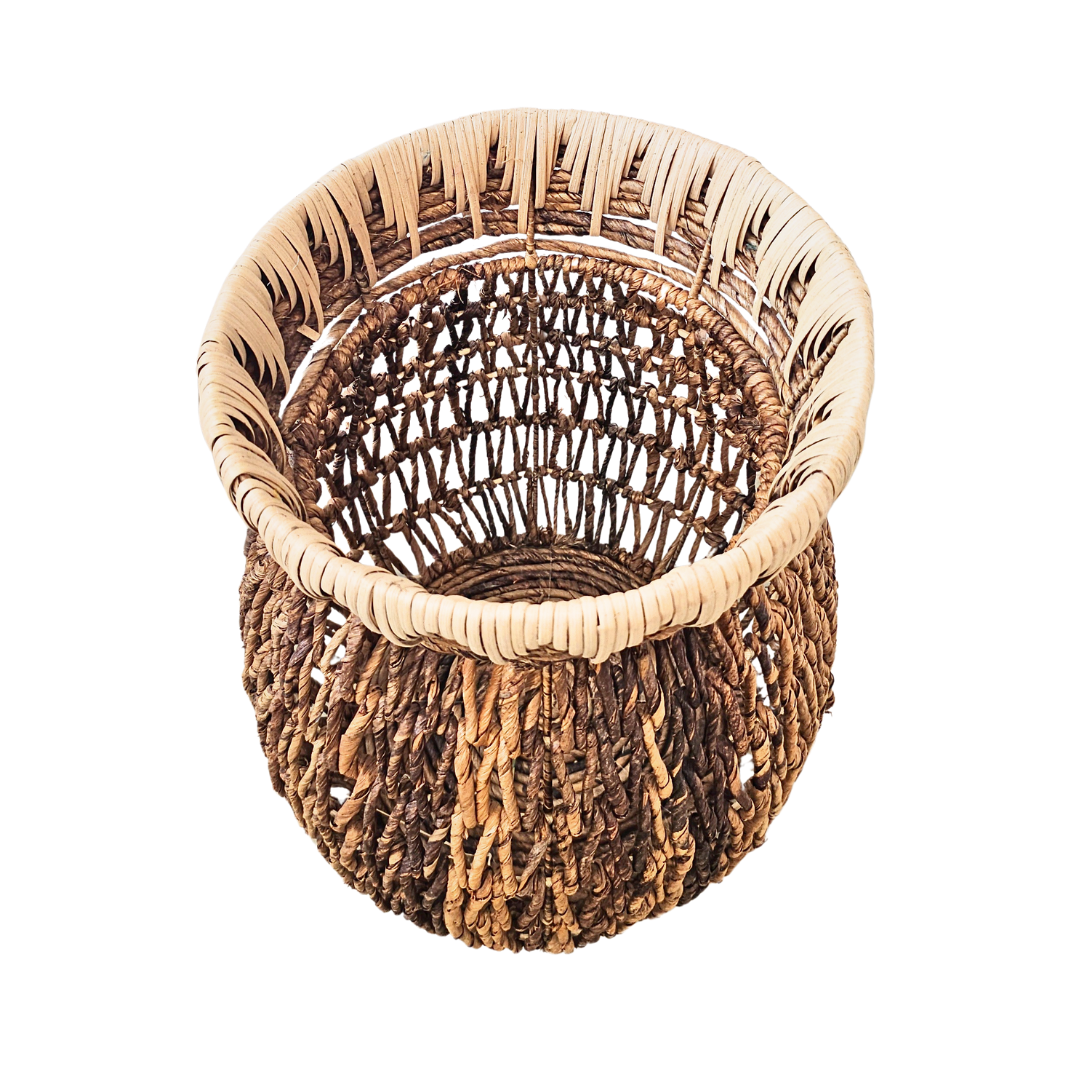 Angled view showing two-tone banana fiber texture