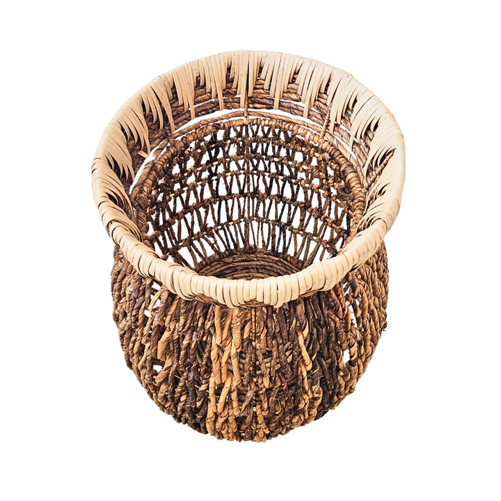Angled view showing two-tone banana fiber texture