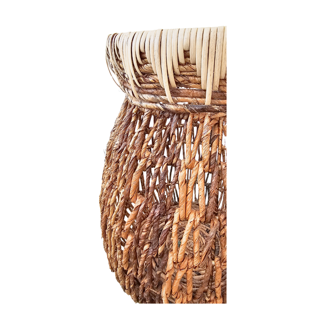 Close-up of light rim and vertical weave detail on Matemwe basket