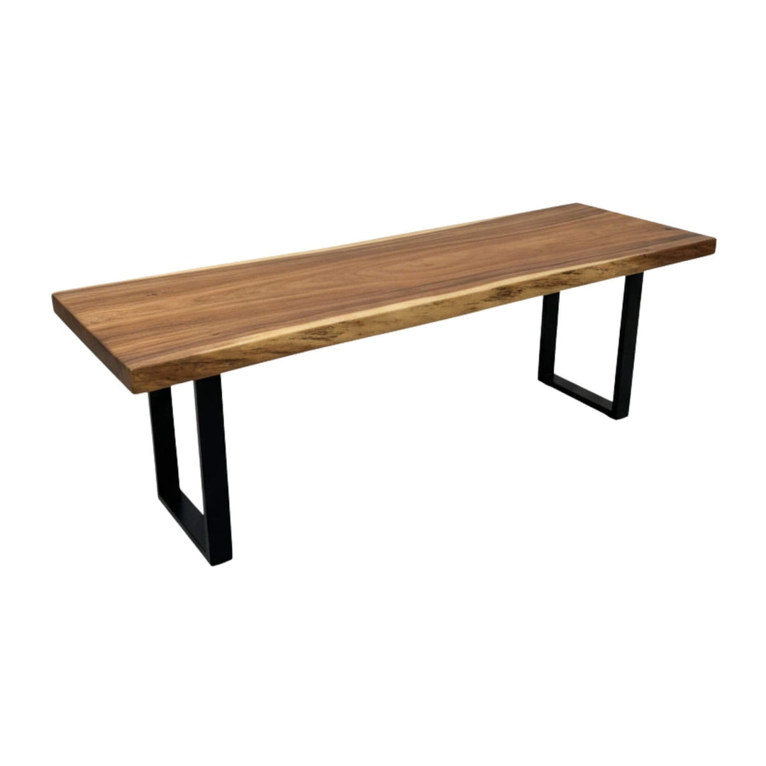 Maui Suar Wood Dining Table with metal legs.