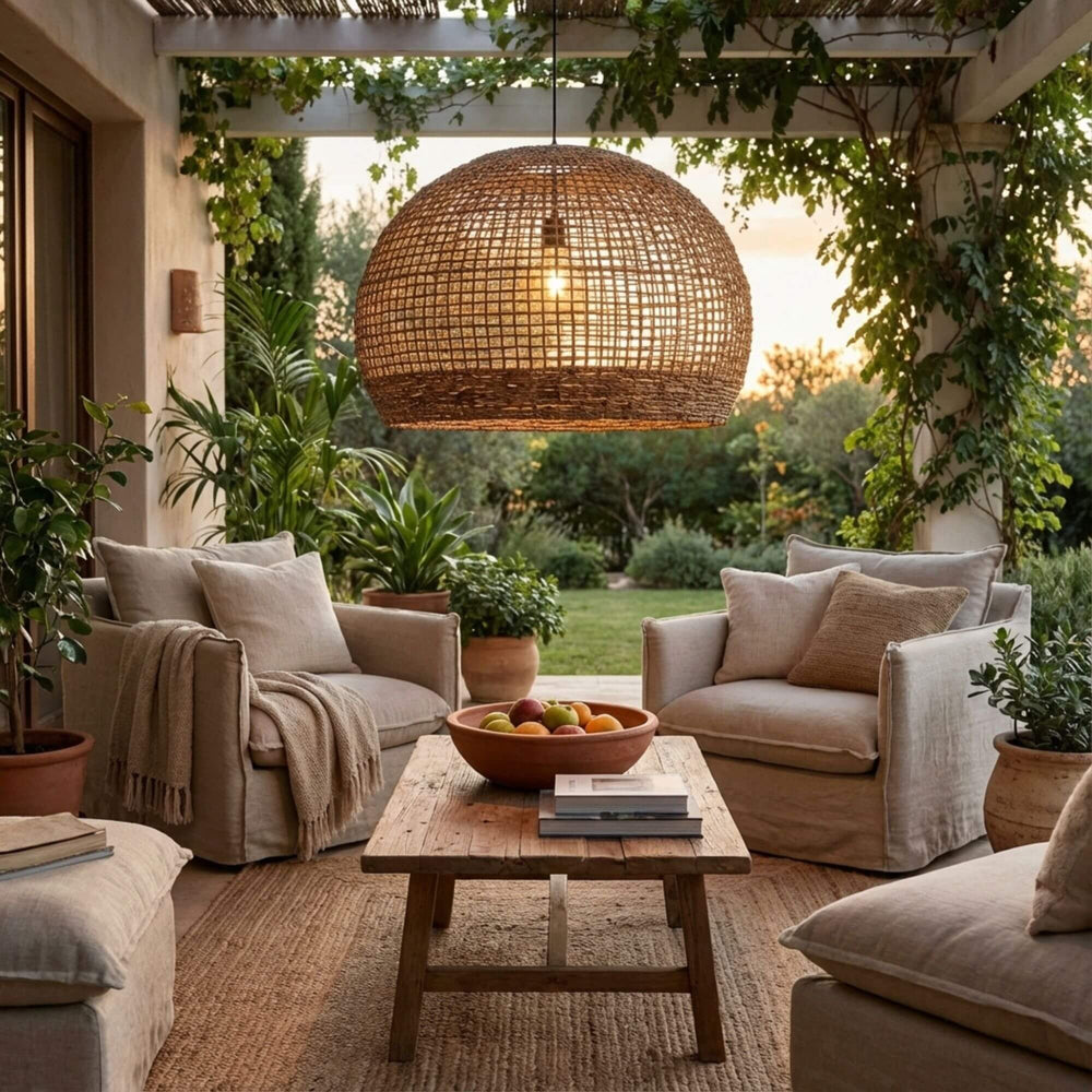 Terrace styling featuring the Maya ceiling lamp