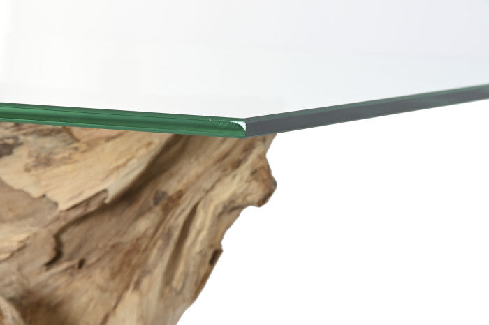 ORINOCO TEAK ROOT CONSOLE TABLE W/GLASS | 160X50X90CM