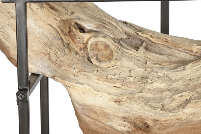 ORINOCO TEAK ROOT CONSOLE TABLE W/GLASS | 160X50X90CM