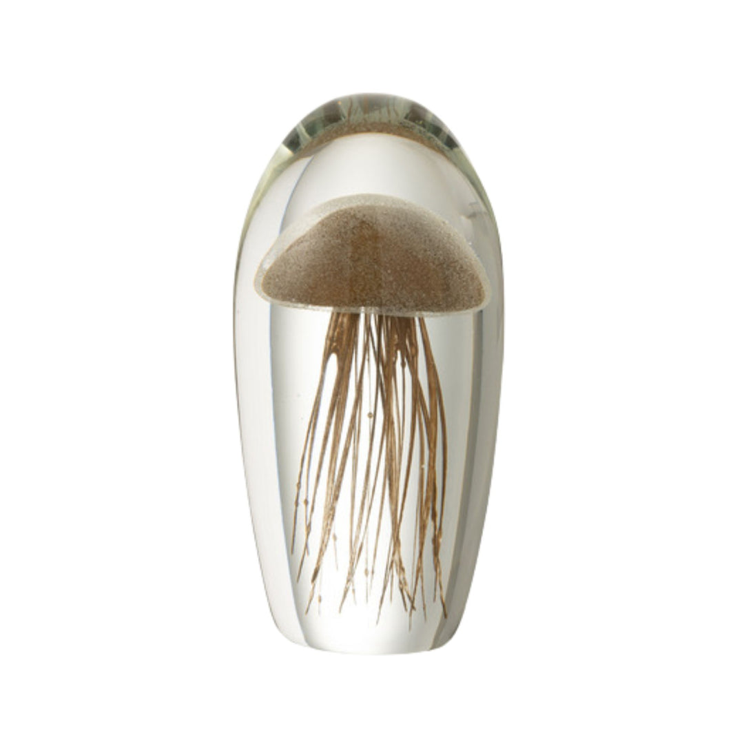 Medusa Glass Brown decorative sculpture with jellyfish-inspired design in clear glass.